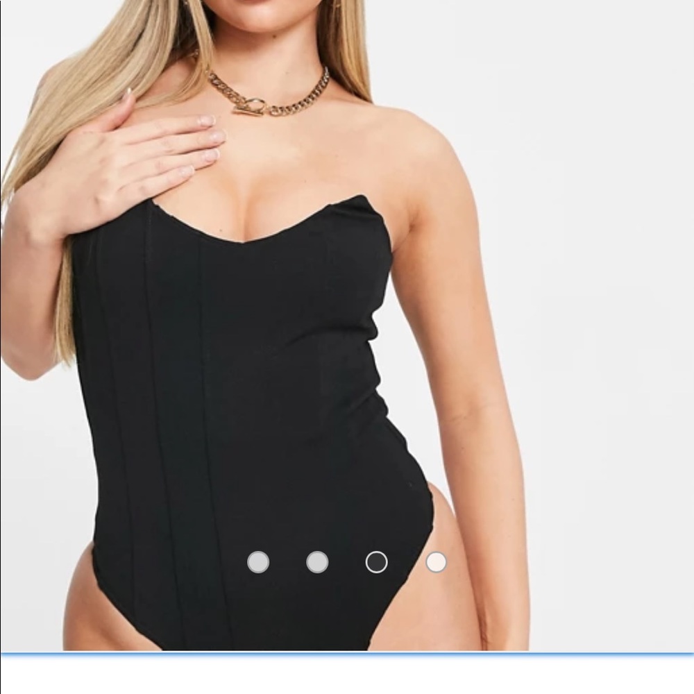 Missguided scuba bodysuit with corset detail black NEW